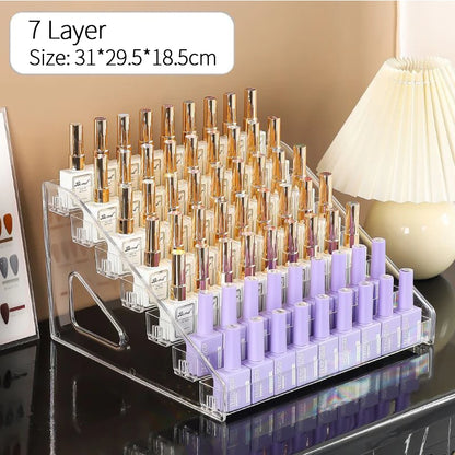 3/4/5/6/7 Layers Acrylic Nail Polish Display Rack Transparent Cosmetic Organizer Multi-layer Simple Mounting Rack Stand Holder