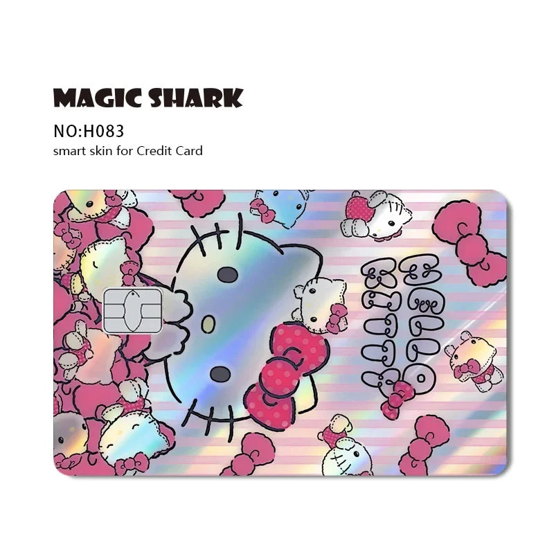 Hot Sale Hello Kitty Kuromi Holographic Laser Shinny Film Skin Cover Sticker for Debit Credit Card Bank Card