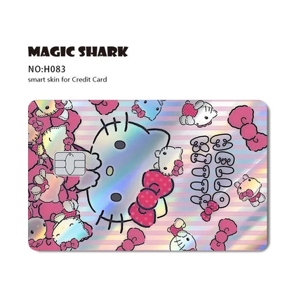 Hot Sale Hello Kitty Kuromi Holographic Laser Shinny Film Skin Cover Sticker for Debit Credit Card Bank Card