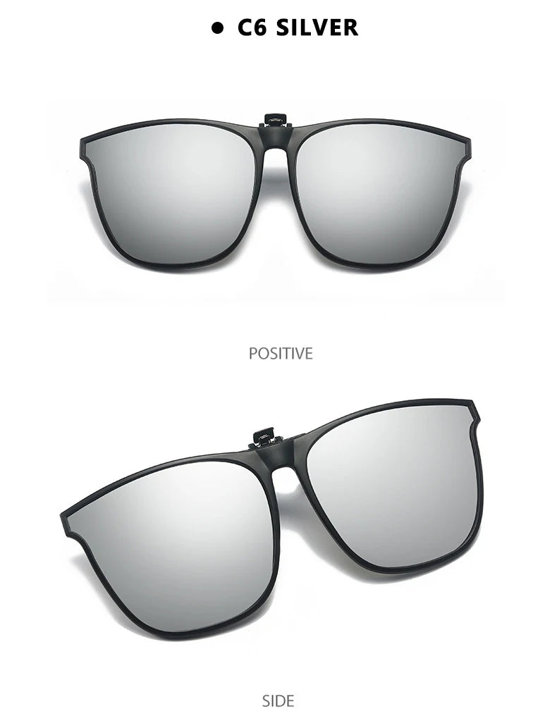 Polarized Clip On Sunglasses Men Car Driver Goggles Night Vision Glasses Anti Glare Vintage Square Glasses Oculos