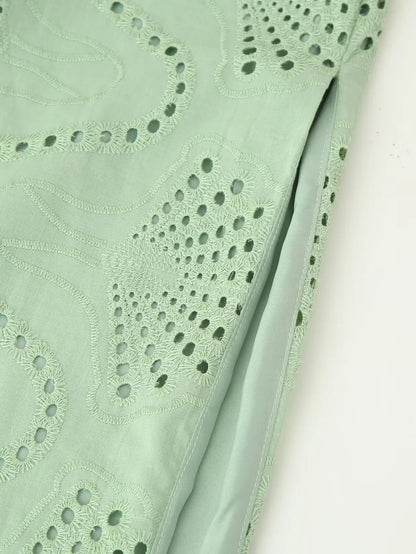 Elegant Chic Embroidery Skirt Set Women's Sleeveless Short Tops and Straight Long Skirt 2025 Summer High Street Slim Lady Set