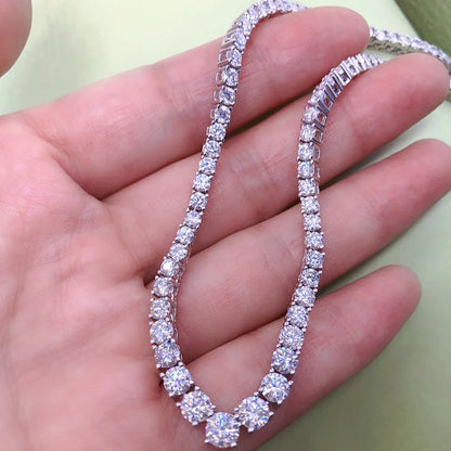 FEOBUR V-shaped Full Moissanite Tennis Necklace for Women Wedding Party Jewelry with 925 Sterling Silver Neck Chain Choker