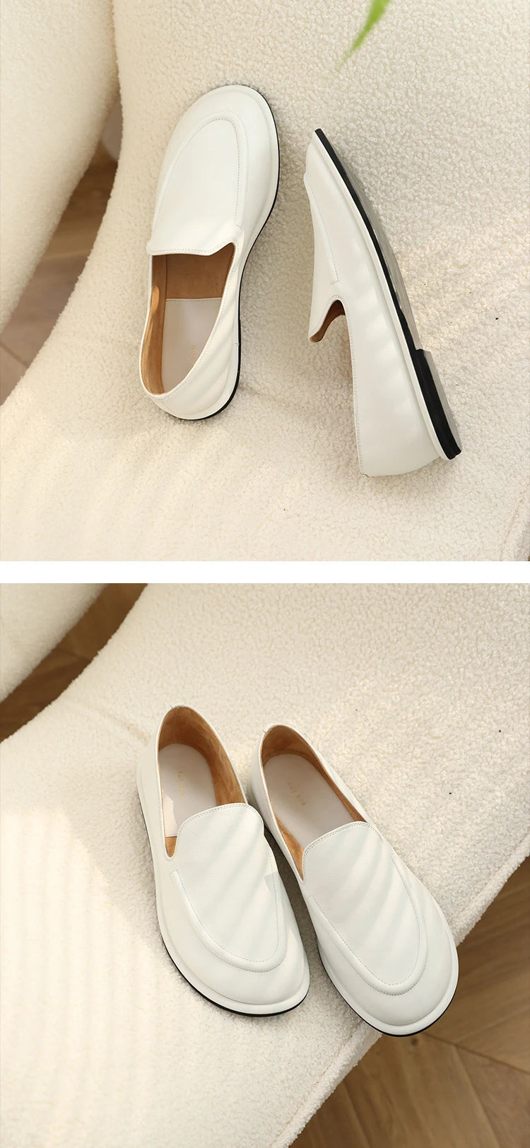 Loafers Women 2024 New Spring One Foot Slip-on Round Toe Shoes Women Genuine Leather Soft Flats Shoes Women