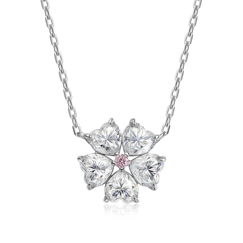 Smyoue 5*5mm ハートカット認定モアサナイトネックレスペンダント 18kメッキ 女の子用ウェディングジュエリー 100%本物 925純銀チェーン