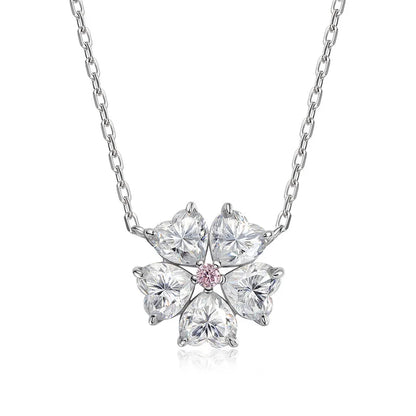 Smyoue 5*5mm ハートカット認定モアサナイトネックレスペンダント 18kメッキ 女の子用ウェディングジュエリー 100%本物 925純銀チェーン