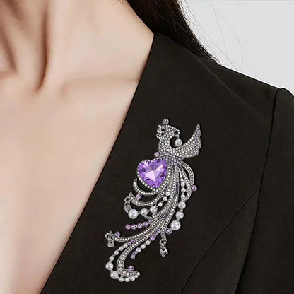 Elegant Classic Crystal Peacock Shining Brooch Pin For Women High-end Exquisite Banquet Party Animals Badges Jewelry Gift