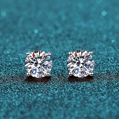 ALIZERO 2.0ct 8mm D Color Moissanite Earrings For Women Lab Grown Diamond Ear Studs 100% 925 Sterling Silver Fine Jewelry