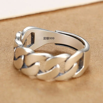 925 Sterling Silver Rings for Women Couple Minimalist Handmade Simple Wide Moon Ring Set Party Jewelry Gift Prevent Allergy