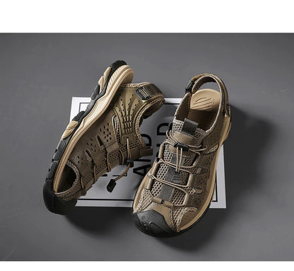 Men's Sport Sandals Handmade Genuine Leather Sandals for Men Summer Outdoor Anti-collision Comfortable Casual Beach Sandals