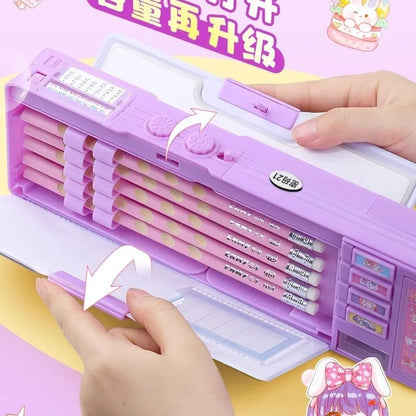 Sanrio Kuromi Multifunctional Automatic Pencil Case Melody Kawaii Children's Code Lock Pencil Case Large Capacity Gift Anime Toy