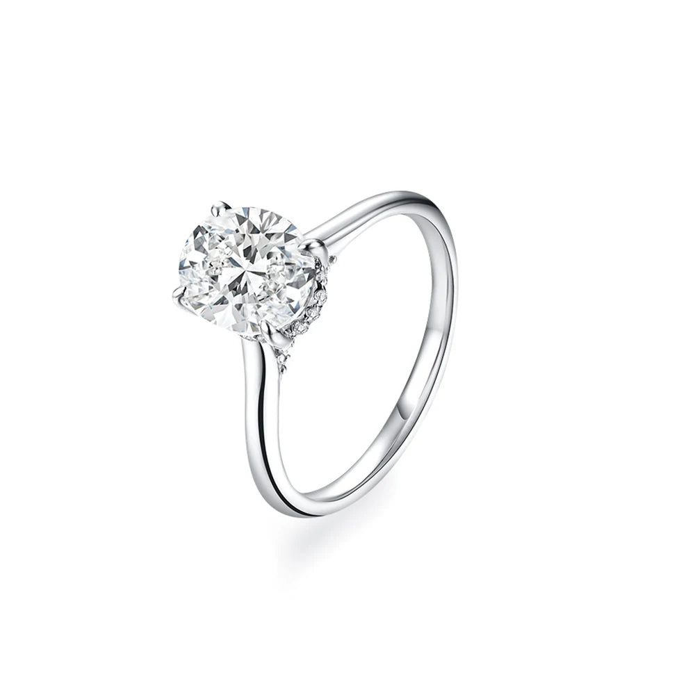 ATTAGEMS オーバルカット 9*7mm 2CT D VVS1 モアサナイトリング S925 スターリングシルバー レディース 婚約 結婚式 ジュエリー ギフト ラグジュアリー