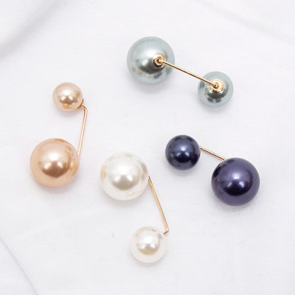 3Pcs/set New Women Tightening Waistband Pin Double Pearl Brooches Metal Lapel Pins Sweater Shirt Cardigan Brooch Accessories