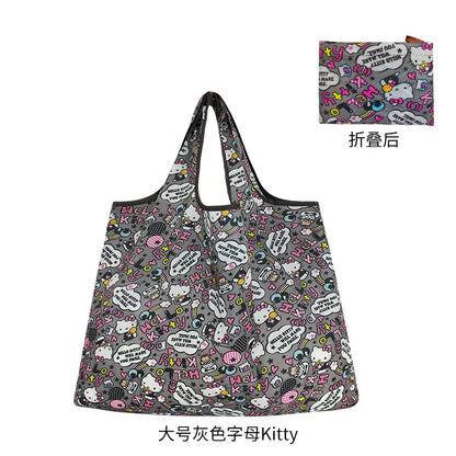 New Hello Kitty Supermarket Shopping Bag Large Capacity Bag Cartoon kuromi Portable Foldable Cloth Bag Shoulder Bag