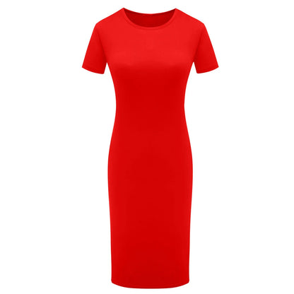 Summer Dress High Stretch Tank Robe Solid Short Sleeve Casual Slim Long Pencil Dress Women Sexy Maxi Dress Elegant Thin Vestido