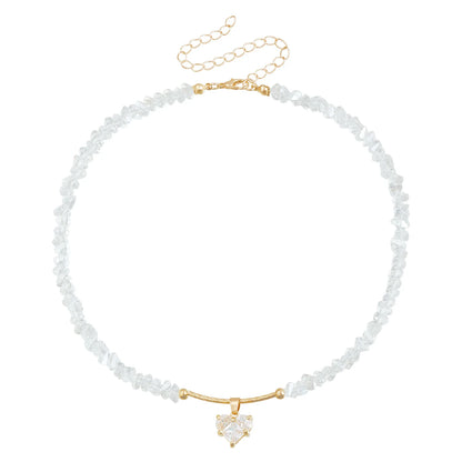 Fashion Heart Beaded Necklace for Women Boho Elegant Irregular Crystal Chain Y2K Choker Exquisite Party Gift Jewelry Accessories