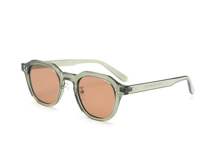 Peekaboo korean style retro sun glasses for women TR90 frame polygon polarized sunglasses uv400 male green brown 2023 summer