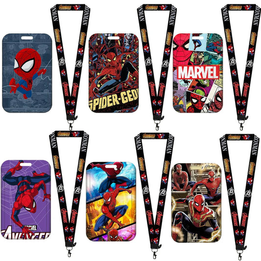 Cartoon Disney Marvel Spiderman Card Sleeve Cartoon Lanyard ID Bus Card Work Permit protect Sleeve Cute Student Stationery Gift