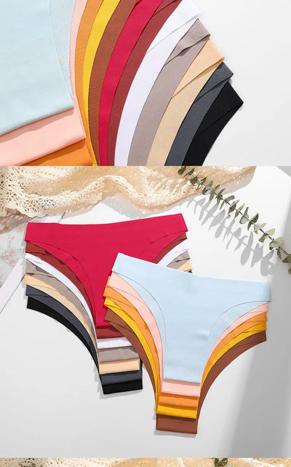 FINETOO 6Pcs/Set Ice Silk Seamless Underwear Low Waisted Brazilian Pants Breathable High Elasticity Lingerie Intimates Panties