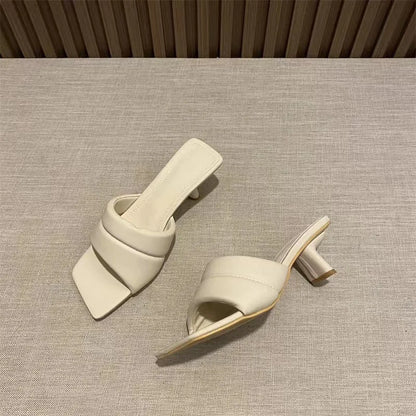 Women's Slippers New  Women's Summer Wear Fashion Open-toed Square Flip-flops Women's High Heels Sandals Women zapatos de mujer