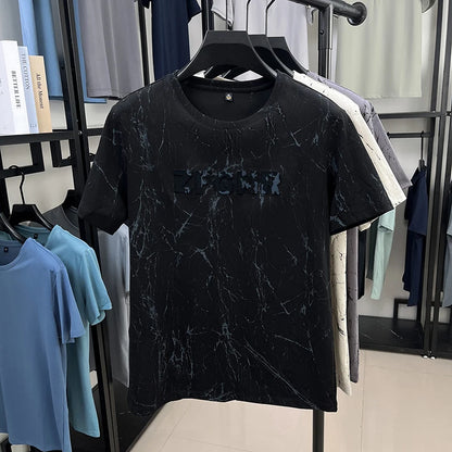 Top Grade Print New Summer Tops Hipster Designer Tshirt Men 2025 Brand Short Sleeve Round Neck Casual Fashion Men Clothing