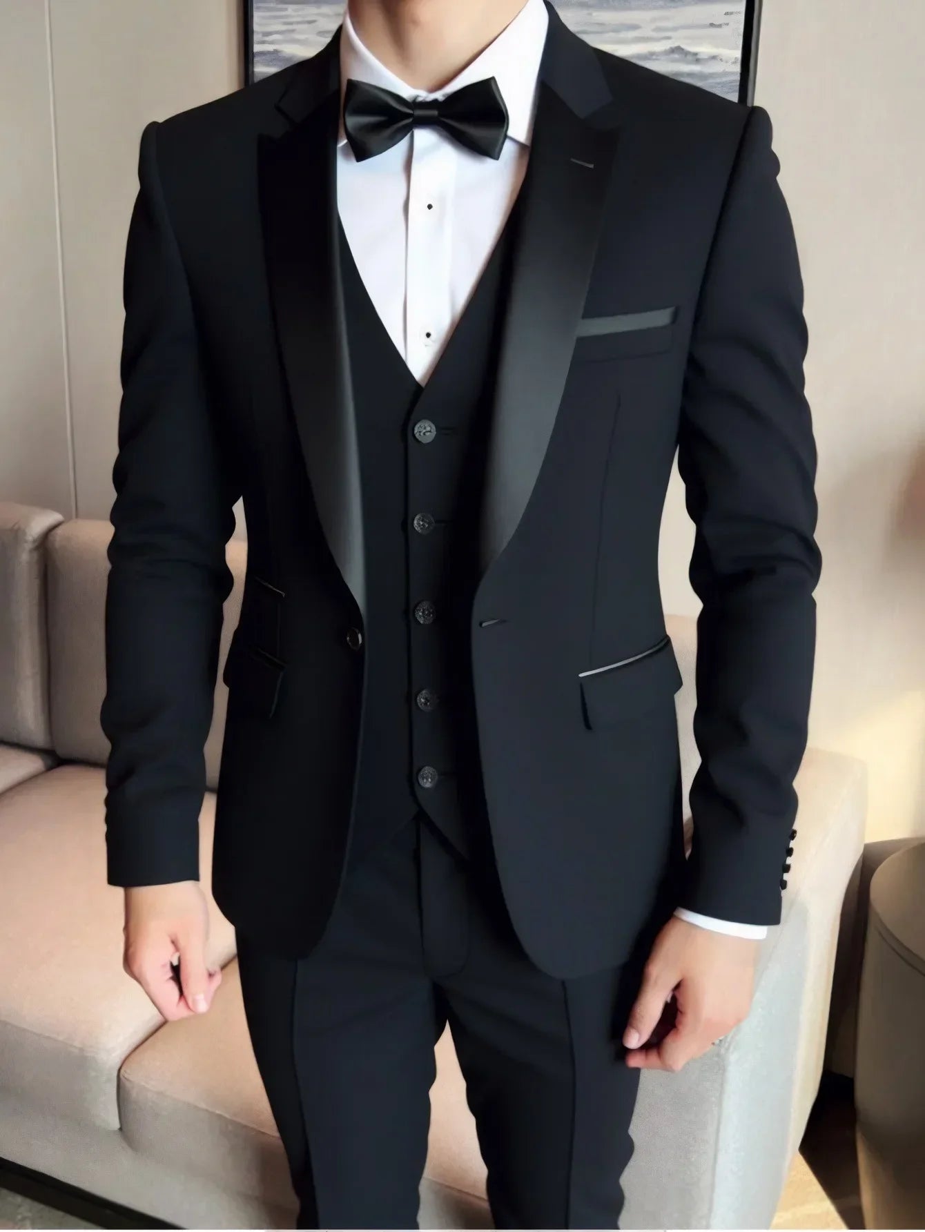 3 Piece Suit Jacket Vest Trousers/Fashion Men's Casual High Quality Business Slim Groom Wedding Formal Suit Jacket Trousers