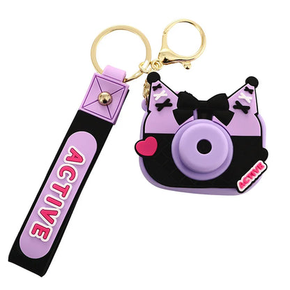 Sanrio Kuromi Projection Camera Keychain Cartoon Student Backpack Ornament Car Ornament Small Figurine Ornament Children Toy