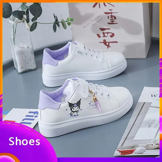 Sanrio Kuromi Cinnamoroll Children Shoes Kawaii Girl Heart Cute Anime Cartoon MyMelody Sneakers Soft Bottom Anti-slip Gift Kid