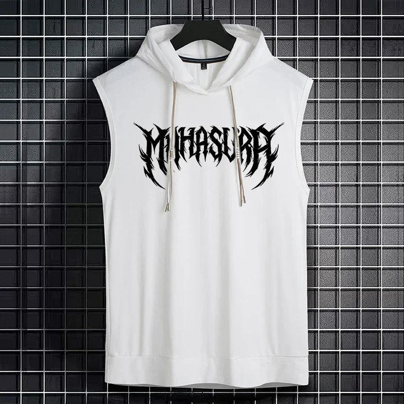 L-9XL メンズ フード付きベスト プラスサイズ タンクトップ 夏 トレンド ティーンズ ボーイズ スポーツ ノースリーブ Tシャツ 通気性 ゆったり Tシャツ 40kg-165kg