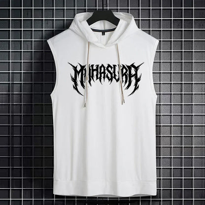 L-9XL メンズ フード付きベスト プラスサイズ タンクトップ 夏 トレンド ティーンズ ボーイズ スポーツ ノースリーブ Tシャツ 通気性 ゆったり Tシャツ 40kg-165kg