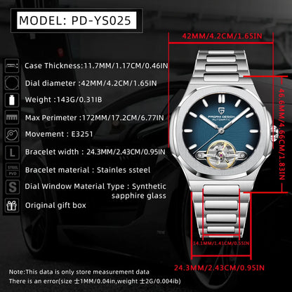 PAGANI DESIGN 2025 New Skeleton Tourbillon Men's Mechanical Watches Top Luxury Automatic Watch For Men Sporty elegant Wristwatch