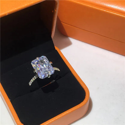 Luxury Square 5ct Lab Sapphire Topaz Diamond ring 925 sterling silver Engagement Wedding Rings for women Men Party Jewelry Gift
