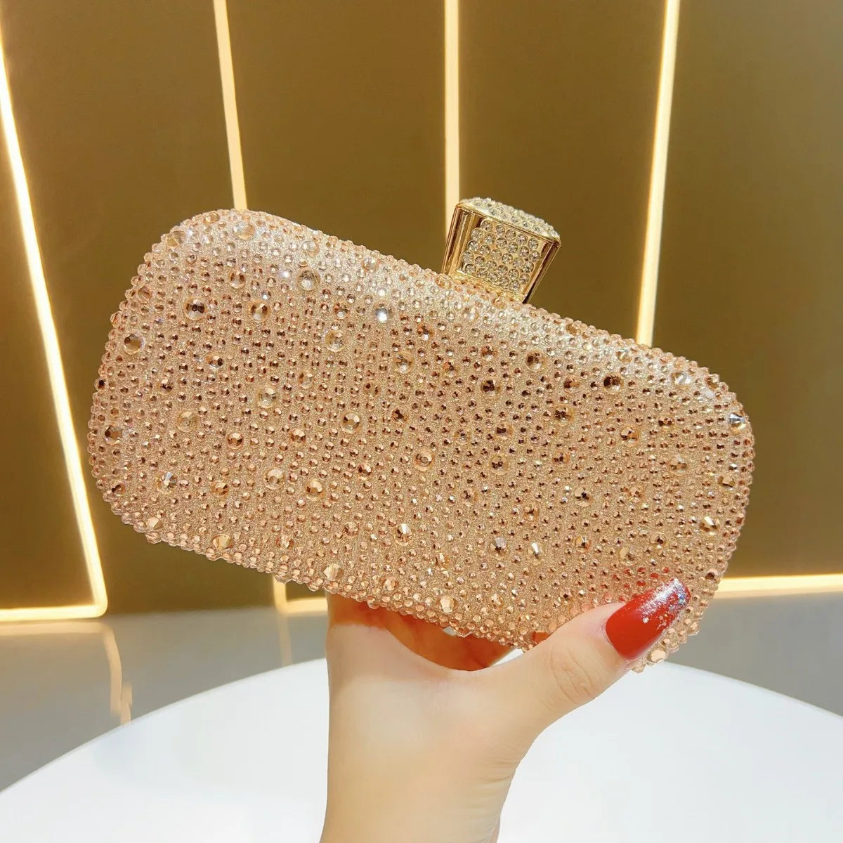 Luxury Shiny Evening Clutch Bag for Women Elegant Glamorous Party Purse Fashion Designer Handbag Glitter Prom Wedding Clutch