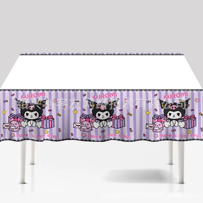 Kuromi Theme Birthday Party Decoration Kid Shower Sanrio Girl Tableware Supplies Tablecloth Number Balloon Cake Topper Gift