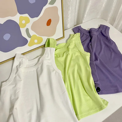 I-Shaped Tank Women Inner  Outer Wear Sleeveless Bottoming Shirt Summer Thread Vest Slim-Fit Cover Supernumerary Breast Tops