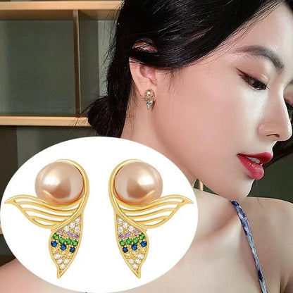 925 Silver Needle Hollow Crystal Swan Earrings For Women Korean Jewelry 2025 Trending New Luxury Animal Pearl Stud Earrings Gift