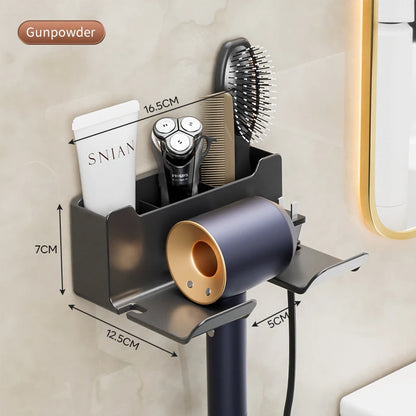 Hair Dryer Holder Wall Mounted Hair Straightener Dryer Hair Stand Bathroom Organizer Shelves Washroom Organization Shelves