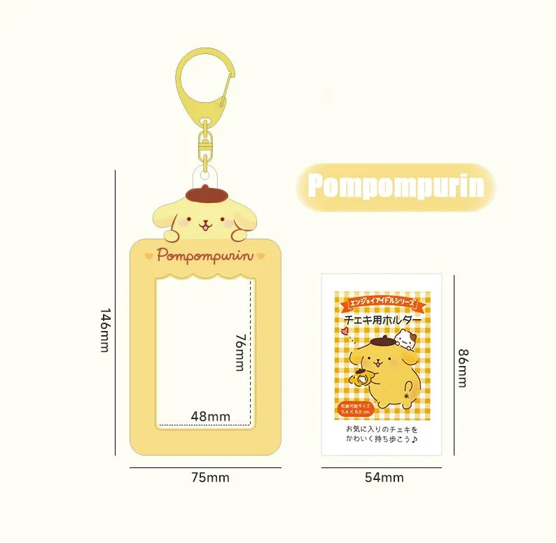 Sanrio Card Holder Hello Kitty Cinnamoroll Kuromi My Melody Photo Card Keychain Kawaii Bag Kpop Style Pendant Student Gift Toys
