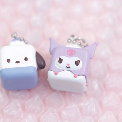 Sanriose Doll Pendant Kuromi Pom Pom Purin Pochacco Cute Square Faced Q Verison Backpack Accessory