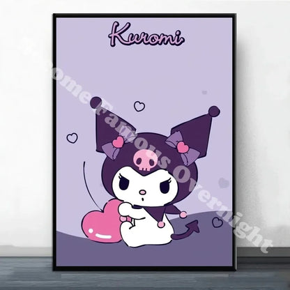 MINISO Sanrio Kuromi Poster Painting Wall Pictures For Living Room Decor Sticker