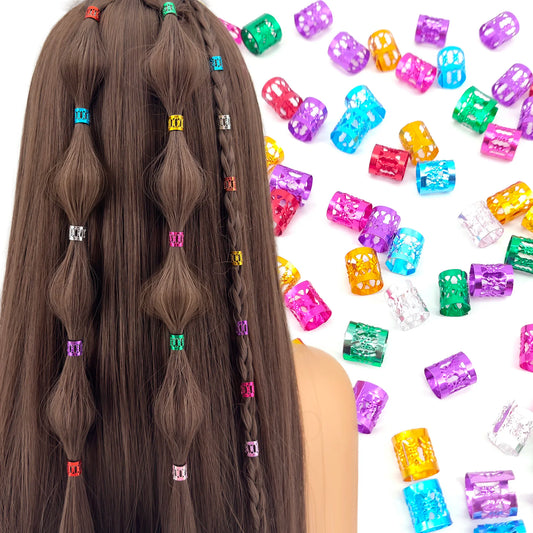 100Pcs multicolour Hair Jewelry for Braids Dreadlocks Beads Hair Rings Hair Clips Adjustable Metal Cuffs for Hair Accessories