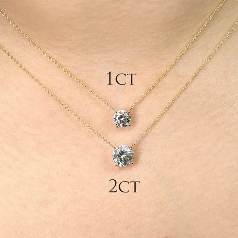 Lnngy 1CT 2CT 3CT モアサナイト ペンダント ネックレス レディース s925 スターリングシルバー ソリティア ドロップ ネックレス 認定ジュエリー ギフト