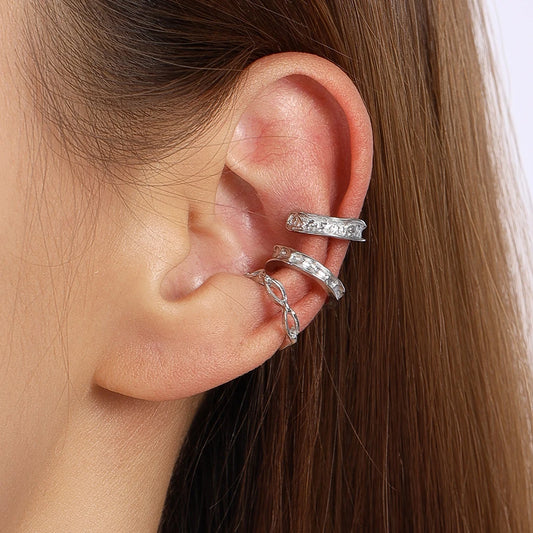 Aihua Simple Crystal Small Silver Color Ear Cuff for Women Earrings Cartilage Piercing Earring Sets Minimalism Jewelry Gifts