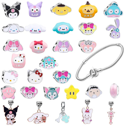 Sanrio Hello Kitty Melody Charming Cartoon Dripping Oil Beads Fit Original Pandora Bracelets Colorful DIY Jewelry Accessories