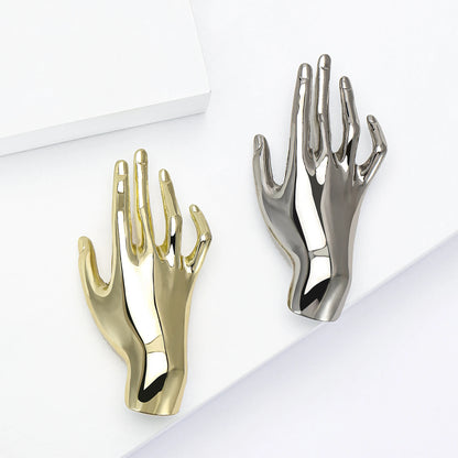 Glossy Hand Pins for Women Unisex Glossy Character Brooches Office Party Friend Gifts Jewelry Accessories