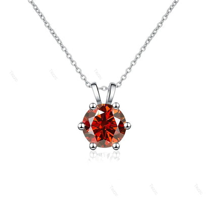 Tezzc 1CT Sparkling Luxury Moissanite Lab Diamond Pendant Necklace for Women 925 Sterling Silver High Quality Fine Jewelry
