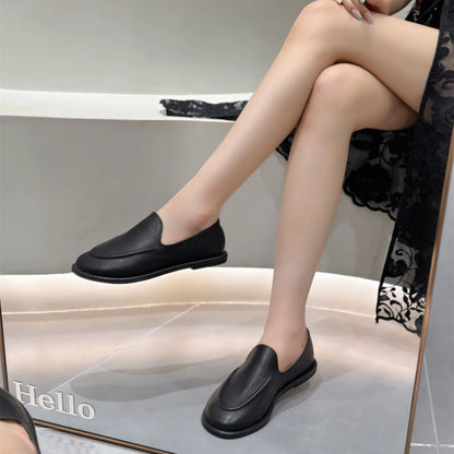Loafers Women 2024 New Spring One Foot Slip-on Round Toe Shoes Women Genuine Leather Soft Flats Shoes Women