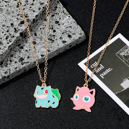 Anime Characters Pokémon Necklace Jigglypuff Pendant Neck Chain Girl Accessories Cartoon Squirtle Boy Girl Necklace