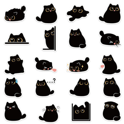10/20/40/80PCS Black Cat Cute Kawaii Stickers Vintage For DIY Notebook Scrapbooking Motorcycle Laptop Luggage Graffiti Decals