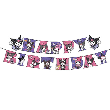 MINISO Kawali Kuromied Theme Birthday Party Decoration Disposable Set Tableware Plate Napkins Tablecloth For Kid Shower Supplies