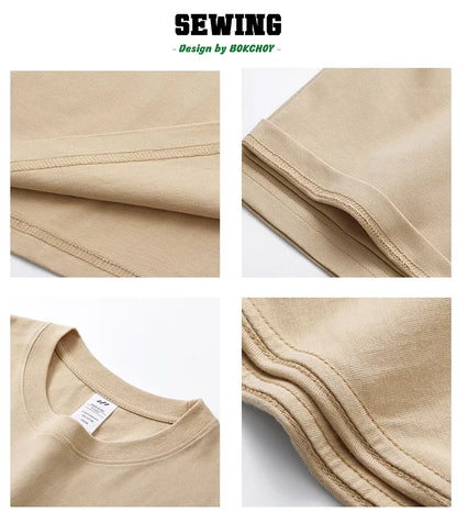 2024 Summer New Pure Cotton Cat Printed Men T-shirts Short Sleeve Casual Solid Color Simple Thin Men Tops BOK0121